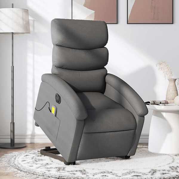 vidaXL Fauteuil inclinable de massage &eacute;lectrique gris fonc&eacute; tissu