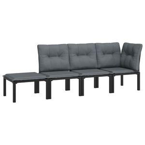vidaXL Salon de jardin 4 pcs noir et gris r&eacute;sine tress&eacute;e
