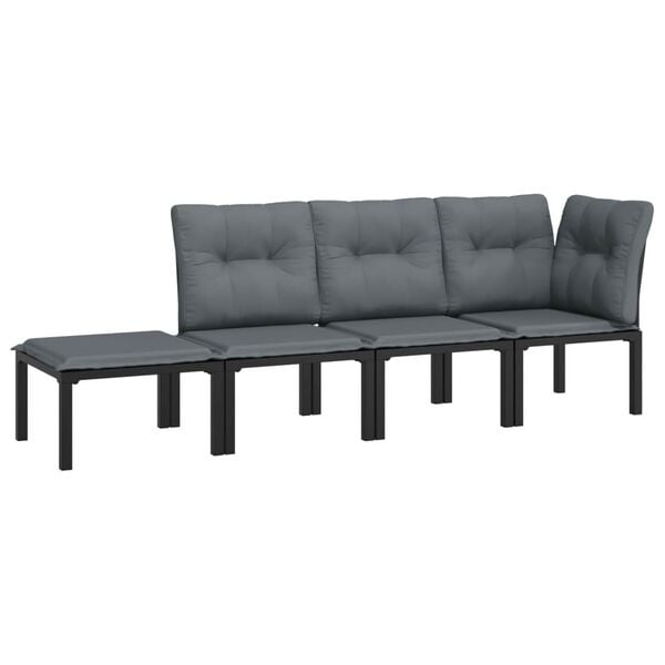 vidaXL Salon de jardin 4 pcs noir et gris r&eacute;sine tress&eacute;e