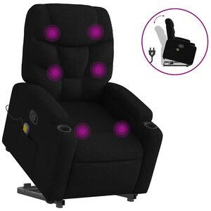 vidaXL Fauteuil inclinable de massage noir tissu