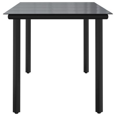 vidaXL Table à dîner de jardin Noir 160x80x74 cm Acier et verre trempé