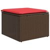 vidaXL Tabouret de jardin avec coussin Marron 55x55x37 cm R&eacute;sine tress&eacute;e