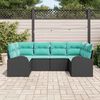 vidaXL Ensemble de canapé de jardin 6 pcs Noir et turquoise polyrotin