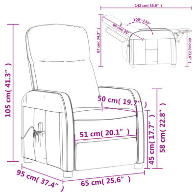 vidaXL Fauteuil de massage blanc crème similicuir