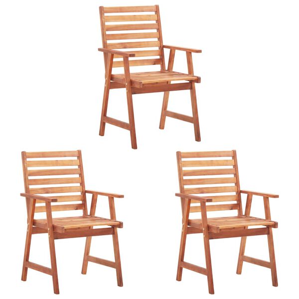 vidaXL Chaises &agrave; manger d'ext&eacute;rieur lot de 3 et coussins Acacia massif