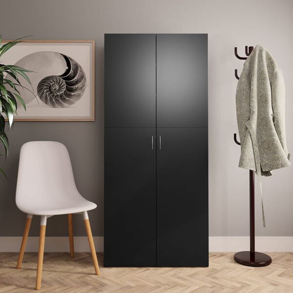 vidaXL Armoire &agrave; chaussures Noir 80x35,5x180 cm Bois d'ing&eacute;nierie