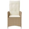 vidaXL Chaise inclinable de jardin avec coussins beige r&eacute;sine tress&eacute;e