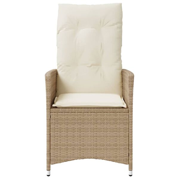 vidaXL Chaise inclinable de jardin avec coussins beige r&eacute;sine tress&eacute;e