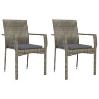 vidaXL Chaises de jardin avec coussins lot de 2 Résine tressée Gris