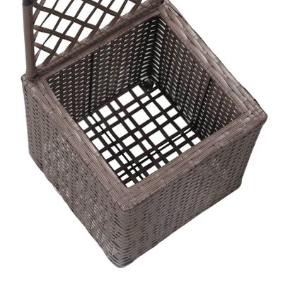 vidaXL Lit surélevé treillis 1 pot 30x30x107 cm Résine tressée Marron