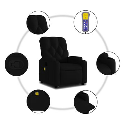 vidaXL Fauteuil inclinable de massage noir tissu