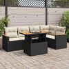 vidaXL Salon de jardin 6 pcs avec coussins noir résine tressée acacia