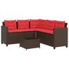 vidaXL Canap&eacute; de jardin avec table et coussins en forme de L marron