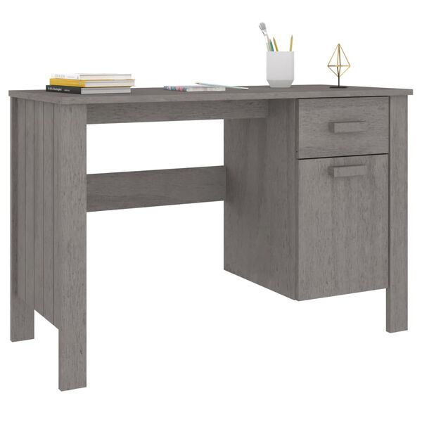 vidaXL Bureau HAMAR Gris clair 113x50x75 cm Bois massif de pin