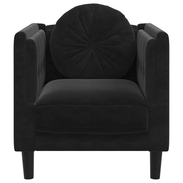vidaXL Fauteuil avec coussin noir velours