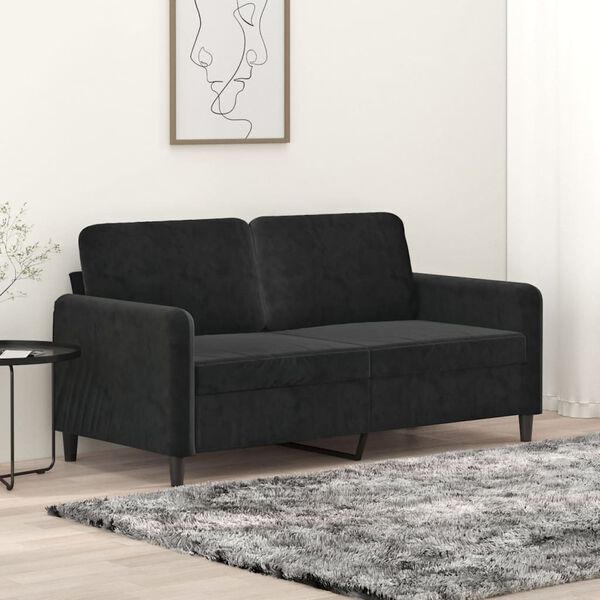 vidaXL Canap&eacute; &agrave; 2 places Noir 140 cm Velours