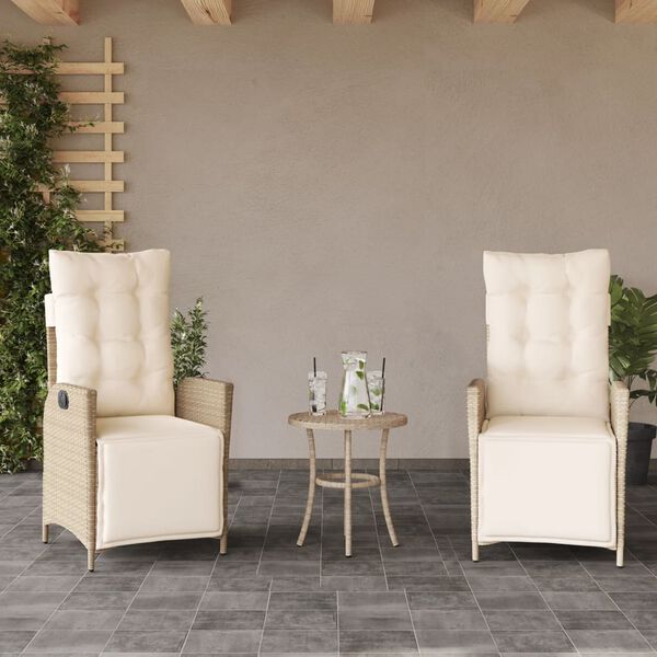 vidaXL Ensemble de bistro 3 pcs avec coussins beige résine tressée