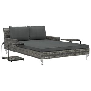 vidaXL Chaise longue &agrave; 2 places avec coussins R&eacute;sine tress&eacute;e Gris