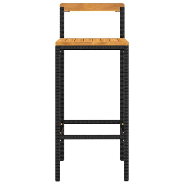 vidaXL Tabourets de bar lot de 4 noir r&eacute;sine tress&eacute;e et bois d'acacia