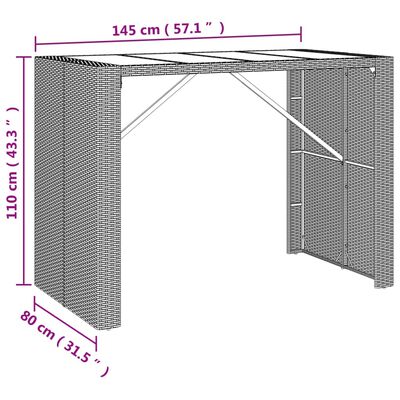 vidaXL Ensemble de bar de jardin 5 pcs avec coussins noir poly rotin