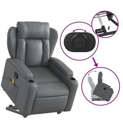 vidaXL Fauteuil inclinable de massage gris similicuir