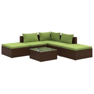 vidaXL Salon de jardin 6 pcs avec coussins R&eacute;sine tress&eacute;e Marron