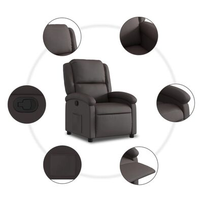 vidaXL Fauteuil inclinable marron foncé cuir véritable