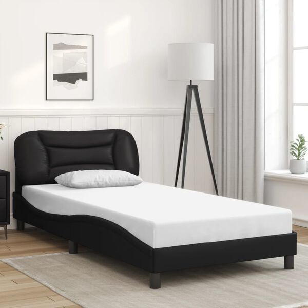 vidaXL Cadre de lit sans matelas Hvar noir 100x190 cm similicuir