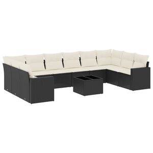 vidaXL Salon de jardin 11 pcs avec coussins noir r&eacute;sine tress&eacute;e