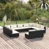 vidaXL Salon de jardin 11 pcs avec coussins Noir R&eacute;sine tress&eacute;e