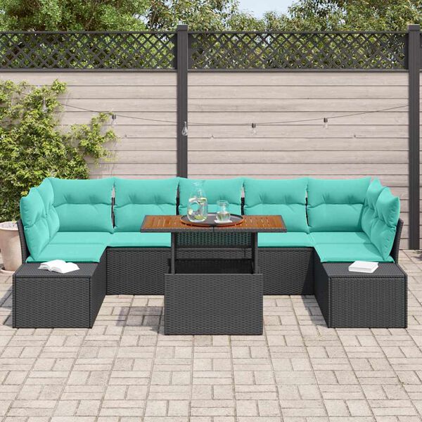 vidaXL Ensemble de salle &agrave; manger pour jardin 8 pcs Noir et Sarcelle
