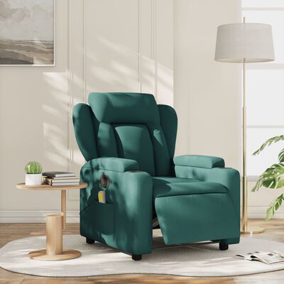 vidaXL Fauteuil inclinable de massage électrique vert foncé tissu