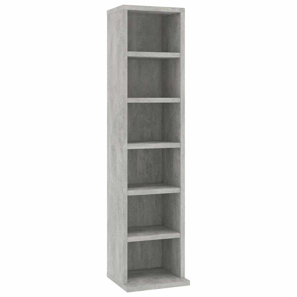 vidaXL Armoire &agrave; CD Gris b&eacute;ton 21x20x88 cm Bois d'ing&eacute;nierie