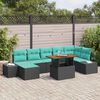 vidaXL Ensemble de canap&eacute; de jardin 8 pcs Noir et Sarcelle