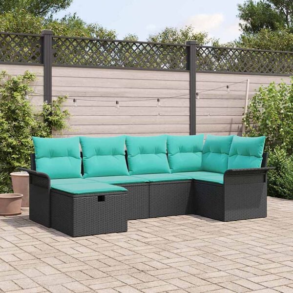 vidaXL Ensemble de canap&eacute; de jardin avec coussin 6 pcs Poly rotin