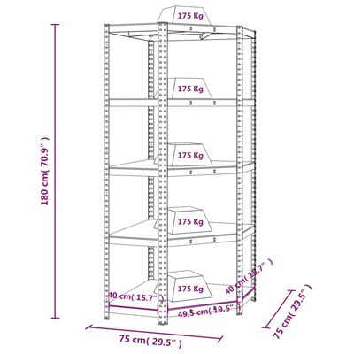 vidaXL Étagère d'angle à 5 niveaux Bleu Acier et bois d'ingénierie