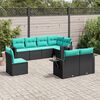 vidaXL Salon de jardin 8 pcs avec coussins noir r&eacute;sine tress&eacute;e