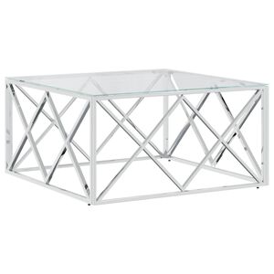 vidaXL Table basse 80x80x40 cm acier inoxydable et verre