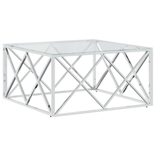 vidaXL Table basse 80x80x40 cm acier inoxydable et verre