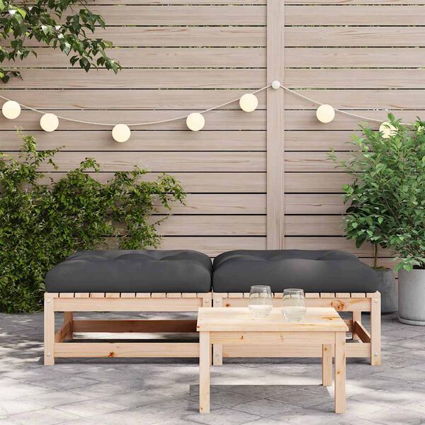 vidaXL Repose-pieds de jardin avec coussins lot de 2 bois pin massif