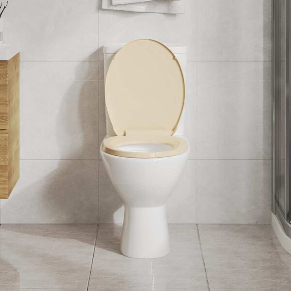 vidaXL Si&egrave;ge de toilette &agrave; fermeture en douceur Beige Ovale