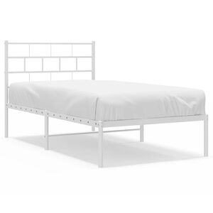 vidaXL Cadre de lit m&eacute;tal sans matelas et t&ecirc;te de lit blanc 100x200 cm