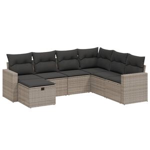 vidaXL Salon de jardin avec coussins 7 pcs gris résine tressée