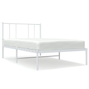 vidaXL Cadre de lit m&eacute;tal sans matelas et t&ecirc;te de lit blanc 100x190 cm
