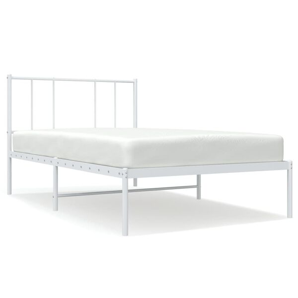 vidaXL Cadre de lit m&eacute;tal sans matelas et t&ecirc;te de lit blanc 100x190 cm