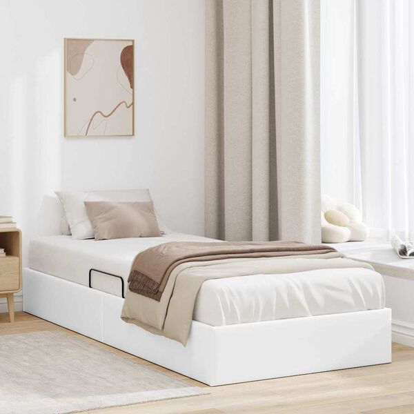 vidaXL Lit de Rangement avec matelas Blanc pur 100 x 190 cm Faux cuir