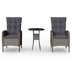 vidaXL Ensemble de bistro de jardin 3 pcs R&eacute;sine tress&eacute;e Gris