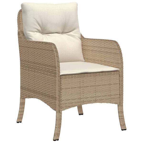 vidaXL Chaises de jardin avec coussins lot de 2 beige r&eacute;sine tress&eacute;e