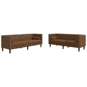 vidaXL Ensemble de canap&eacute; Chesterfield et traversins 2 pcs marron