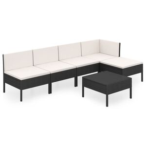 vidaXL Salon de jardin 6 pcs avec coussins r&eacute;sine tress&eacute;e noir